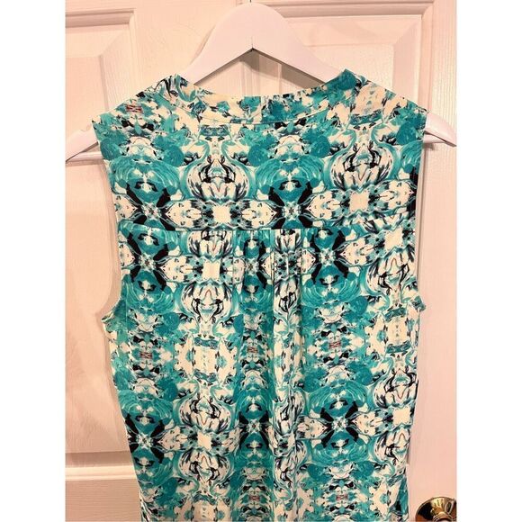 Lavender Brown Aqua Blue Swirl Print Sleeveless Dress sz M EUC - Picture 5 of 7
